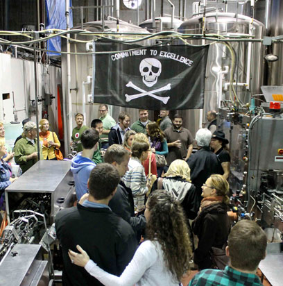 Eager tour participants flood into the Heavy Seas brewery to get a behind-the-scenes sneak peak at the beer in the making.